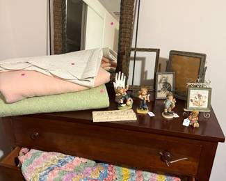 Vintage quilt antique dresser