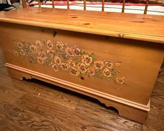 Lane Style Floral Painted Cedar Hope Chest