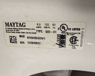 Maytag Bravos MCT MVWX655DW Top Load Washer