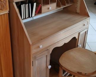 Vintage Secretary Desk and Chair Style Set