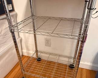 Chrome and Wood Rolling Kitchen Utility Cart Style