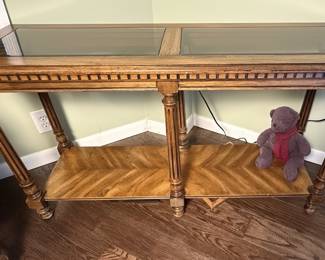 Neoclassical Style Glass Top Console Table