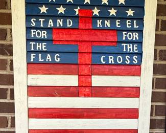 Patriotic Religious Wooden Shutter Wall Art