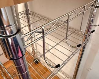 Chrome and Wood Rolling Kitchen Utility Cart Style