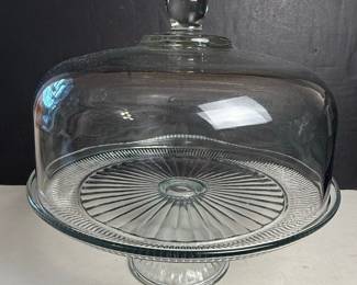 Pressed Glass Pedestal Cake Stand with Dome Style