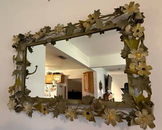 Vintage Floral Toleware Wall Mirror Style