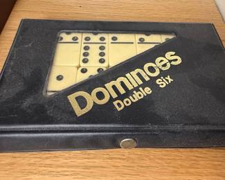 Vintage Double Six Dominoes Set in Vinyl Case
