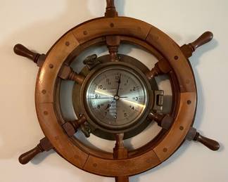 Vintage Ship's Wheel Porthole Wall Clock
