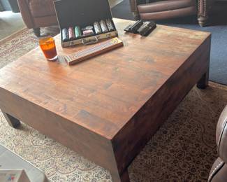 Rustic wood square coffee table