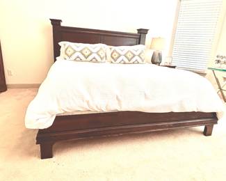Expresso finish wood panel king bed