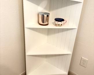 White wood corner shelf