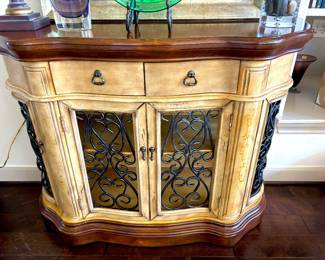 Wrought iron trim credenza