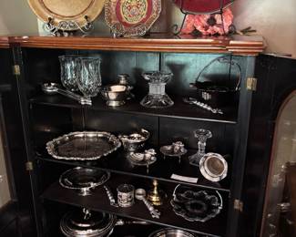 Beautiful Silver Serving Dishes, baskets and Crystal