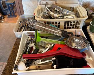 Variety of kitchen utensils.