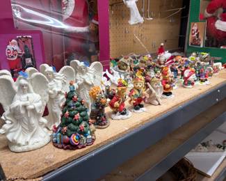 A sampling of the many Christmas figurines and decorations.
