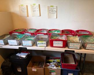 Costume jewelry, some in sets. In bags for your ease. Also a shredder, blank envelopes and paper and scrapbooking supplies.