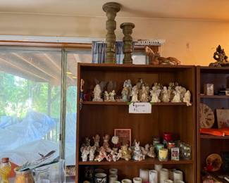Figurines and wooden candle holders.