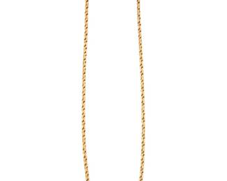 154 Tiffany & Co.: A Gold Necklace Featuring a textured fancy link design, signed Tiffany & Co., W. Germany with additional markers marks Length: 30. in. 96.1 grams gross Estimate: $12,000 - $18,000