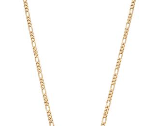147 A 14K Gold Chain Of a figaro link design Length: 30 in. 46.3 grams Estimate: $2,500 - $3,000
