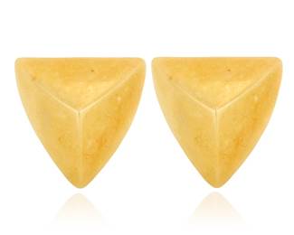 80 Gumps: A Pair of 18K Gold Earrings Of a triangular domed design, signed Gumps 2 pieces Measures: 1 x 1 in. 13.5 grams gross Estimate: $800 - $1,200
