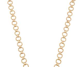 29 A 14K Gold Necklace Featuring fancy twisted gold links Length: 24 in. 48.4 grams gross Estimate: $3,000 - $5,000