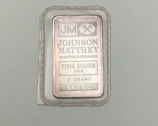 Johnson Matthey 5 gr Silver Bar