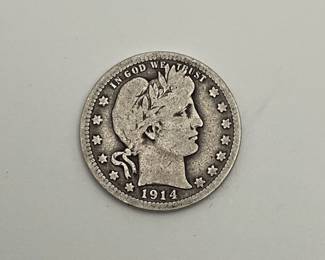 1914 US Silver Barber 25c