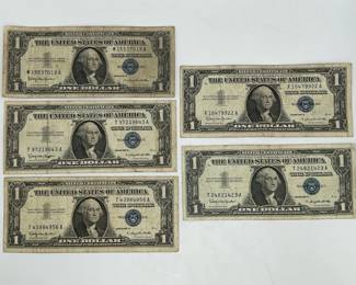 Five 1957 B $1 Silver Certifications