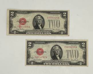 Two (2) 1928 G Legal Tender Notes