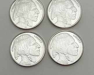 Four (4) Silver Buffalo Rounds - 1/4 Troy Oz Each