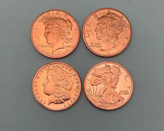 Four (4) 1 Oz Copper Rounds