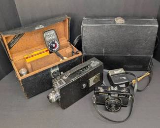 CL017 Vintage Camera and Video Camera with Cases
