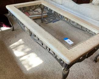 Stone and metal coffee table