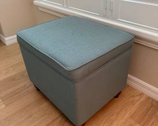 Aqua/Teal Upholstered Storage Ottomans: 2 Available 22 x 18
