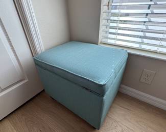 Aqua/Teal Upholstered Storage Ottomans: 2 Available 22 x 18