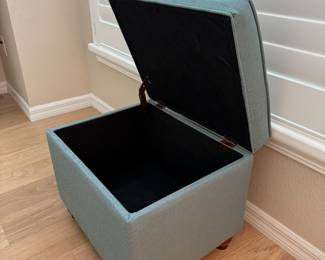 Aqua/Teal Upholstered Storage Ottomans: 2 Available 22 x 18