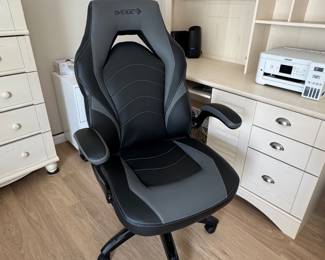 EMERGE HIGH-BACK GAMING & OFFICE CHAIR: Ergonomic High-Back Design • Padded Adjustable • Armrests • Supportive Contoured Seat & Back • Swivel Rolling Base • Black & Gray