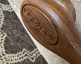 LA-Z-BOY MANUAL ROCKING RECLINERS — 2 MATCHING La-Z-Boy Manual Rocking Recliner • Neutral Fabric Upholstery • Tall Structured Cushioned Back • Sleek Track Arms • Plush Chaise Seat & Legrest • Manual Reclining Mechanism • Rocking Function