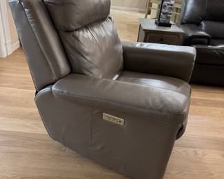 PALLISER ASHER 100% VALENCIA TG LEATHER POWER RECLINER • PEWTER Power Wall-Hugger • Power Lumbar • USB