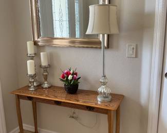 Oak Entry / Console Table: Decorative Hardware 45 x 14 x 26.75