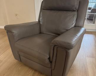 PALLISER ASHER 100% VALENCIA TG LEATHER POWER RECLINER • PEWTER Power Wall-Hugger • Power Lumbar • USB