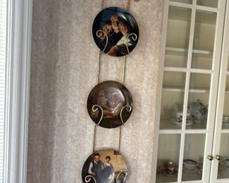 Plate Rack with 3 Norman Rockwell Plates