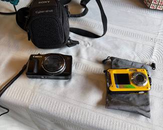Cannon cyber shot and underwater  cameras.