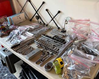 Four ways, Craftman, S&K, Stanley, Williams socket sets with driver. Craftsman open/closed wrench sets.
