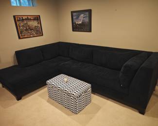 025 – Navy Blue Corduroy Sectional 80" x 119" x 32"