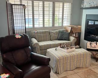 Small sofa and ottoman (currently covered)