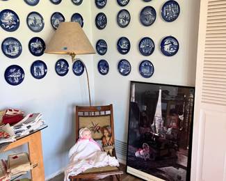 Blue and white plate collection
