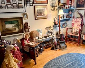 Moulthrop children’s desk, antique Snow White doll