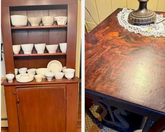 Ironstone, step back cupboard, tea cart