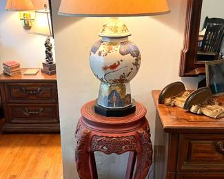 Vintage Tobacco Leaf Table Lamp 